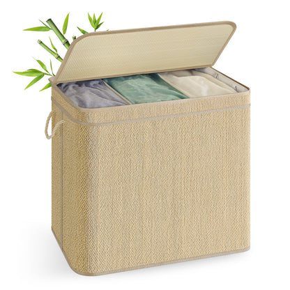Laundry Basket 90 L Bamboo Clothes Organiser Natural Colour - image 13
