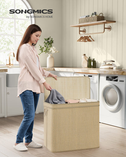 Laundry Basket 90 L Bamboo Clothes Organiser Natural Colour - image 14