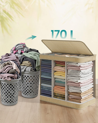 Laundry Basket 90 L Bamboo Clothes Organiser Natural Colour - image 16