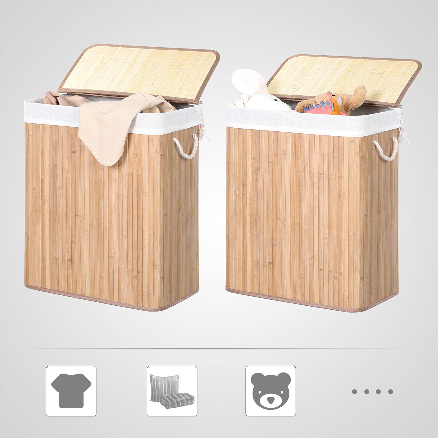 Bamboo Laundry Hamper with Removable Lid - image 6