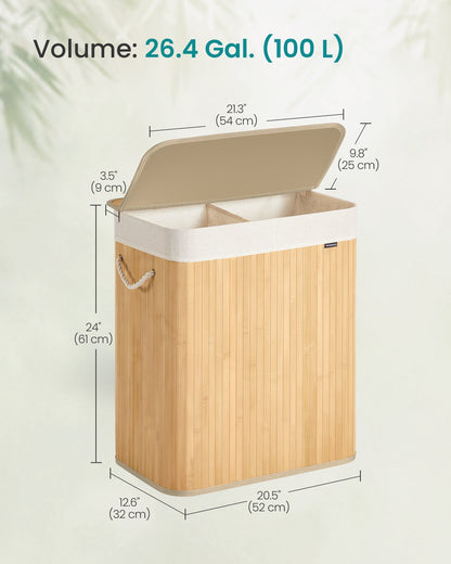 Laundry Basket 100 L Foldable Removable and Machine Washable Liner Bag Natural - image 5