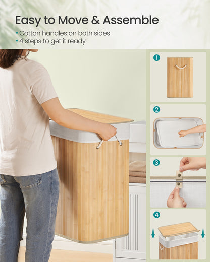 Laundry Basket 100 L Foldable Removable and Machine Washable Liner Bag Natural - image 6