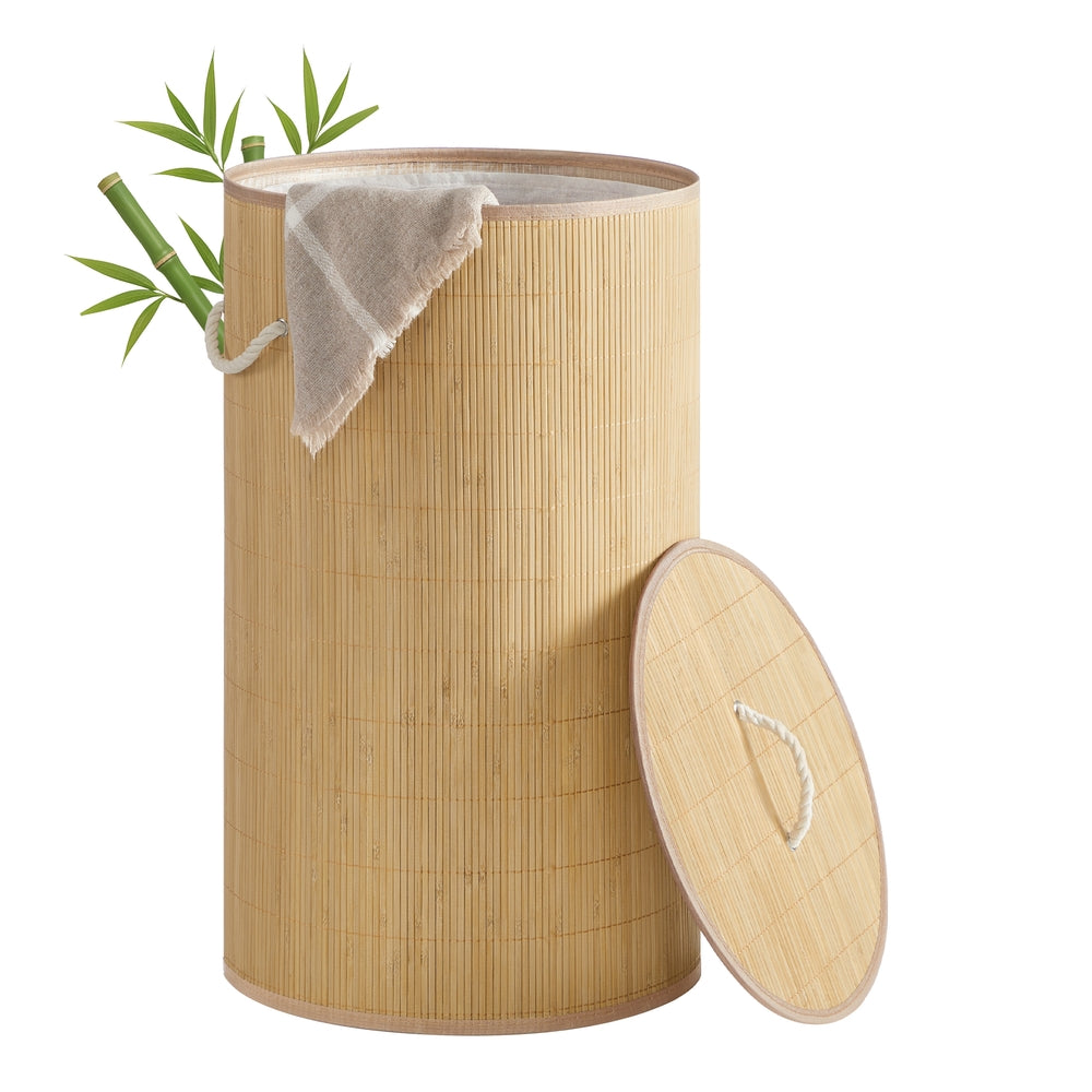 Laundry Basket with Lid 90 L Natural Color - image 1