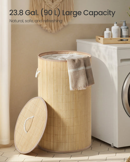 Laundry Basket with Lid 90 L Natural Color - image 3