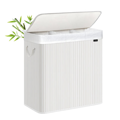 Laundry Basket 150 L 3 Compartments Wood Colour - image 15