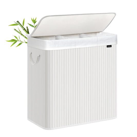 150L Laundry Hamper Basket with 3 Sections Cloud White - image 1
