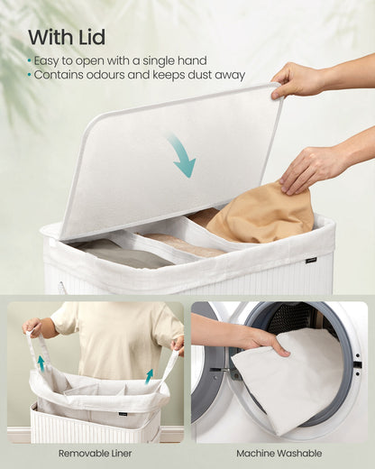 Laundry Basket 150 L 3 Compartments Wood Colour - image 18