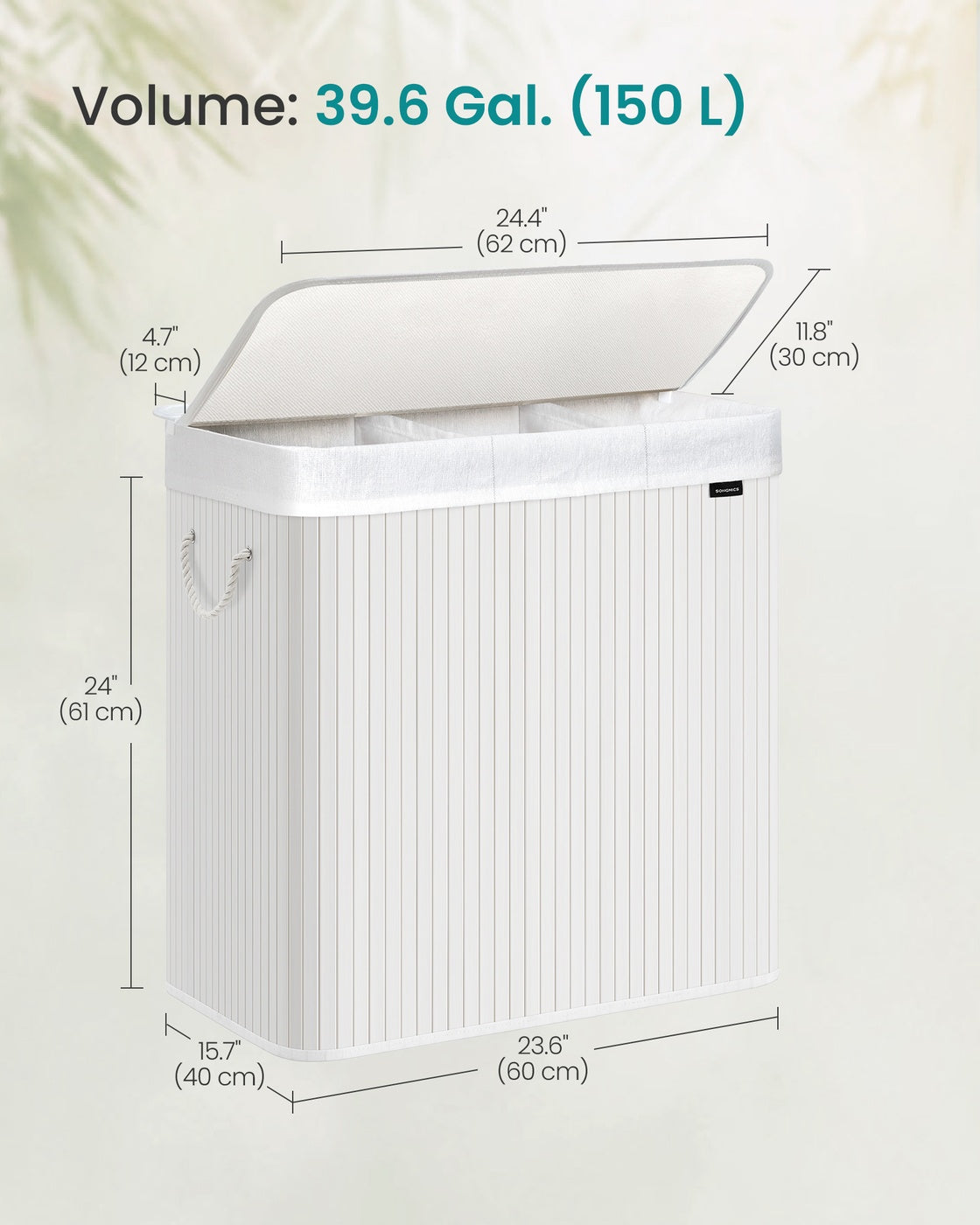 Laundry Basket 150 L 3 Compartments Wood Colour - image 20