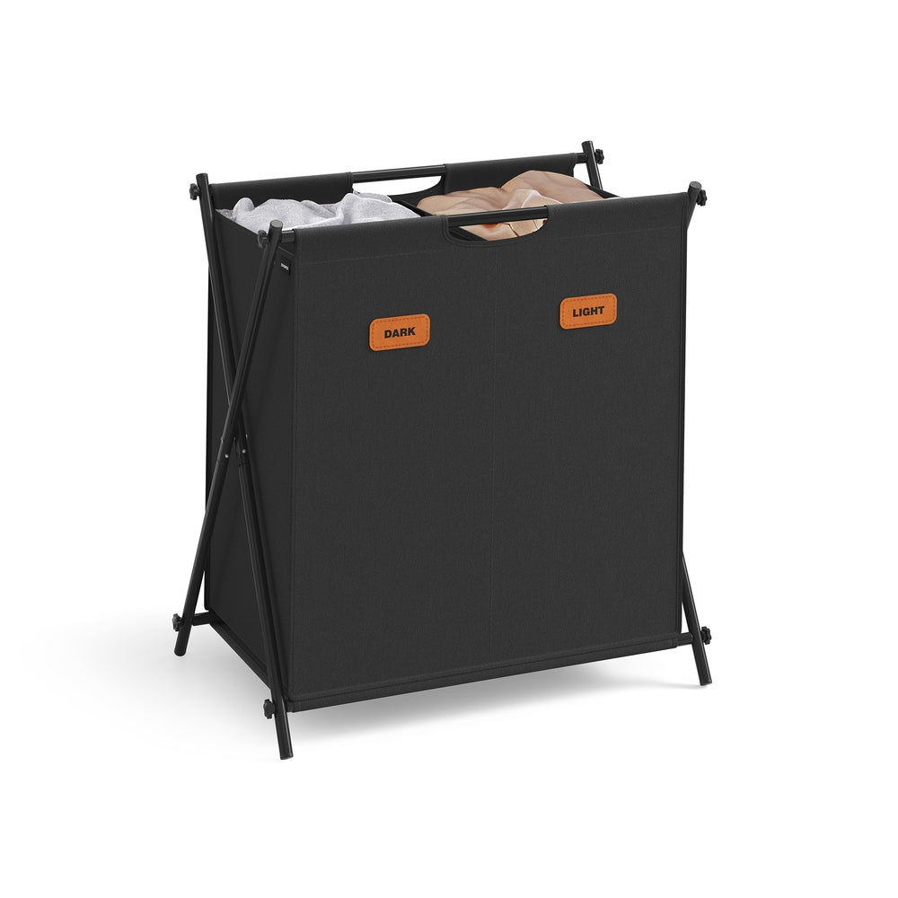 115 L Laundry Hamper with 2 Sections and X-Frame Ink Black - image 1