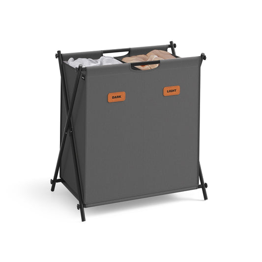 115 L Laundry Hamper with 2 Sections and X-Frame Slate Grey - image 1