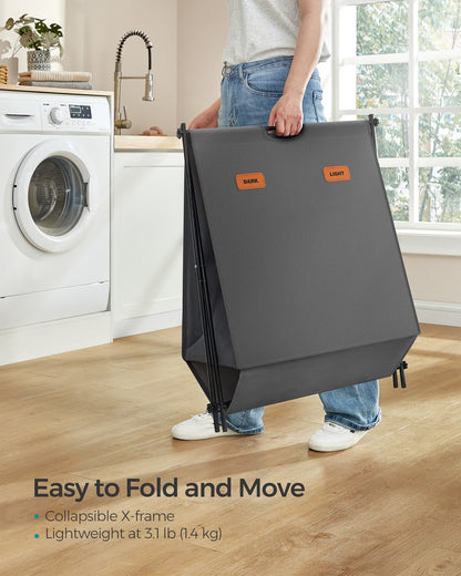 115 L Laundry Hamper with 2 Sections and X-Frame Slate Grey - image 4