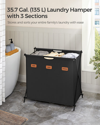 115 L Laundry Hamper with 2 Sections and X-Frame Ink Black - image 9