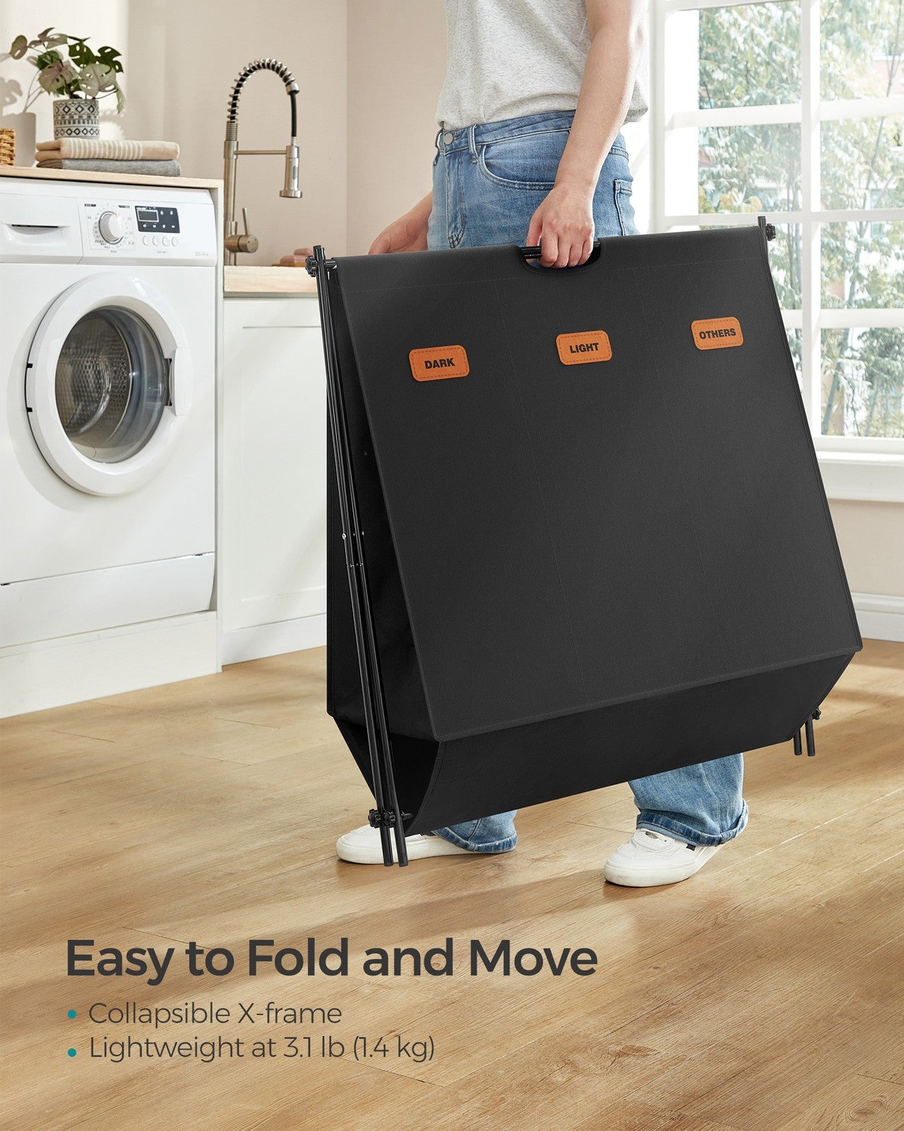 115 L Laundry Hamper with 2 Sections and X-Frame Ink Black - image 10