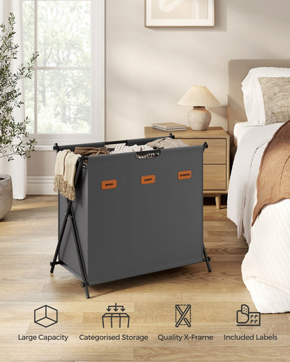 115 L Laundry Hamper with 2 Sections and X-Frame Ink Black - image 14