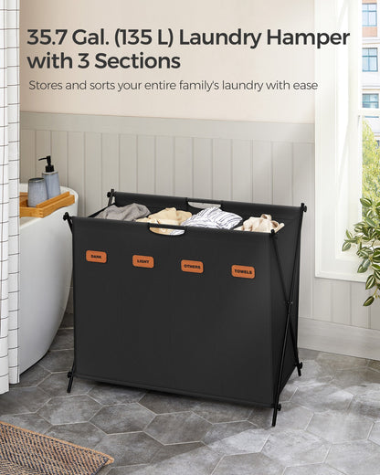 115 L Laundry Hamper with 2 Sections and X-Frame Ink Black - image 21