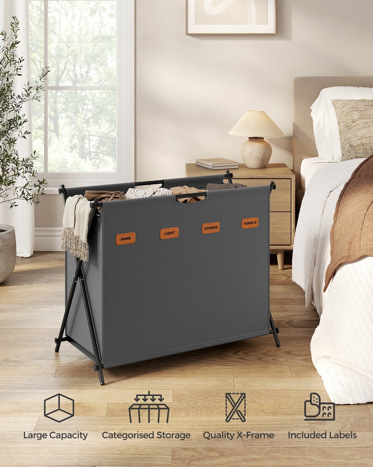 115 L Laundry Hamper with 2 Sections and X-Frame Ink Black - image 26