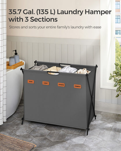 115 L Laundry Hamper with 2 Sections and X-Frame Ink Black - image 27