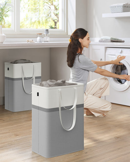 75 L Collapsible Laundry Hampers Set of 2 Dove Grey - image 2