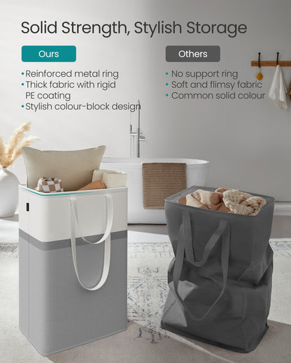 75 L Collapsible Laundry Hampers Set of 2 Dove Grey - image 4