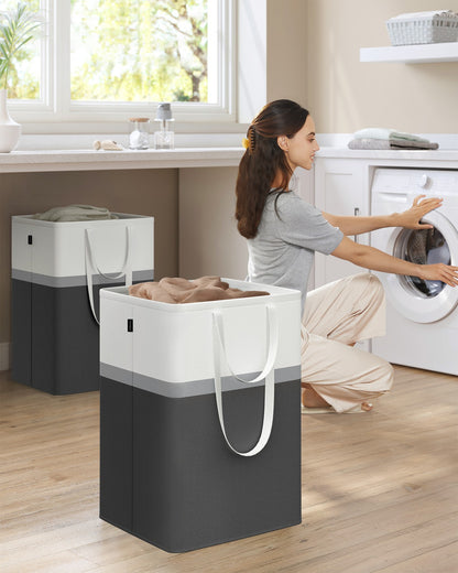 75 L Collapsible Laundry Hampers Set of 2 Dove Grey - image 8