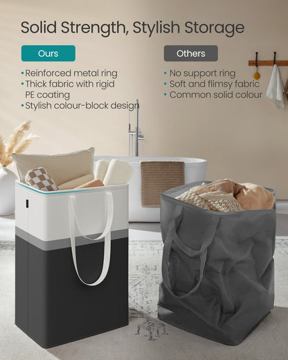 75 L Collapsible Laundry Hampers Set of 2 Dove Grey - image 10