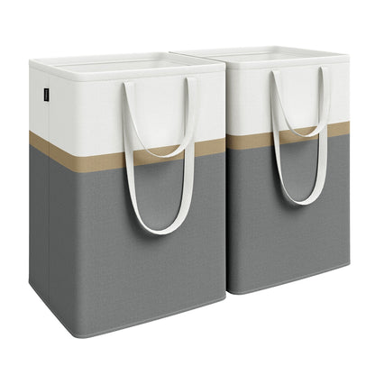 75 L Collapsible Laundry Hampers Set of 2 Dove Grey - image 13