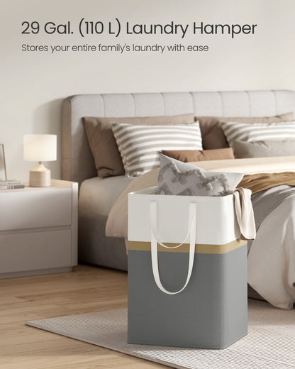 75 L Collapsible Laundry Hampers Set of 2 Dove Grey - image 15