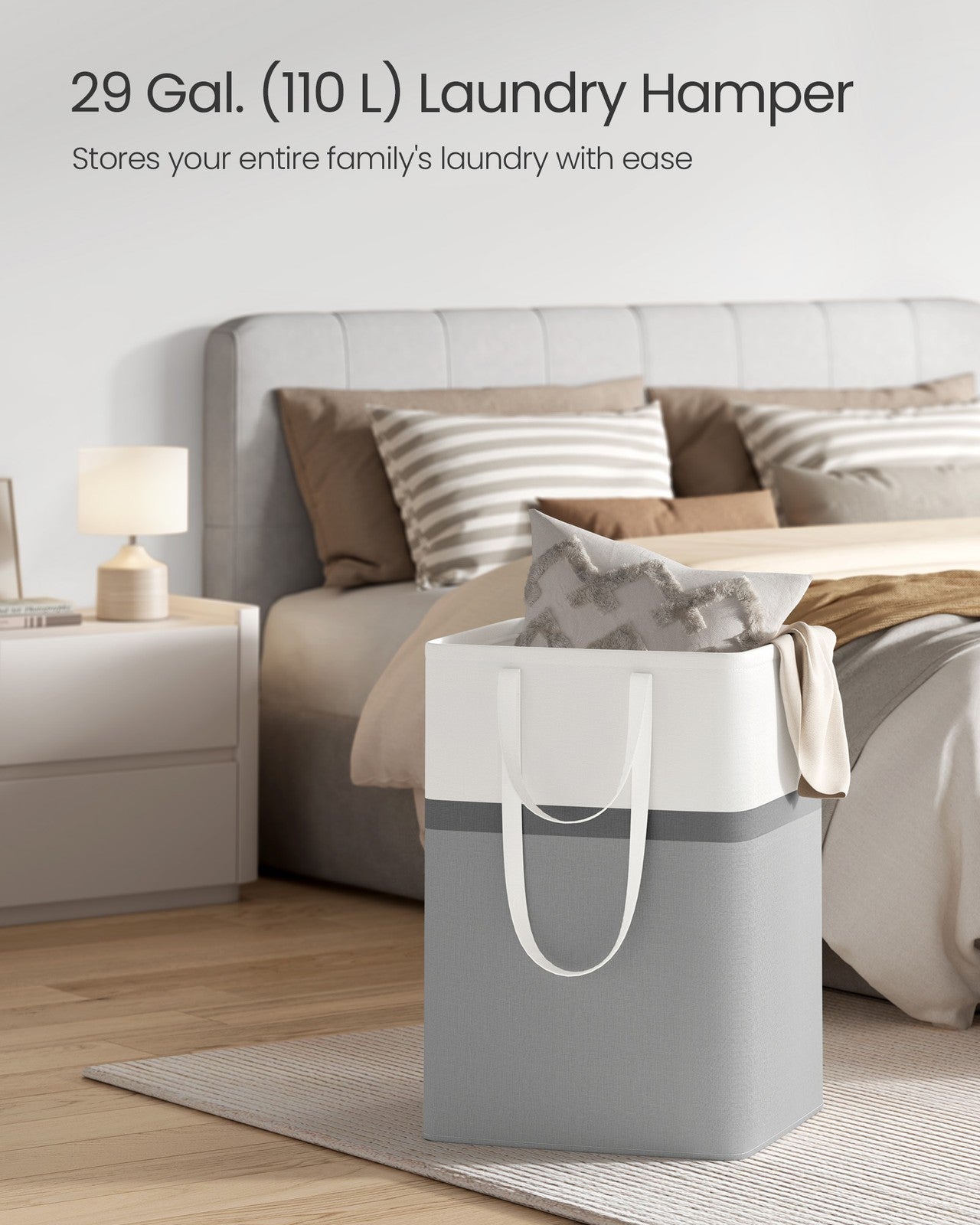 75 L Collapsible Laundry Hampers Set of 2 Dove Grey - image 21
