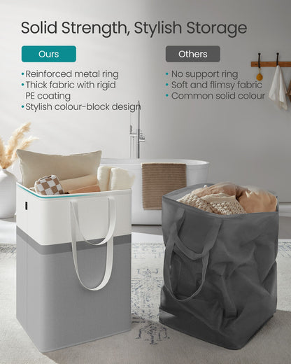 75 L Collapsible Laundry Hampers Set of 2 Dove Grey - image 22