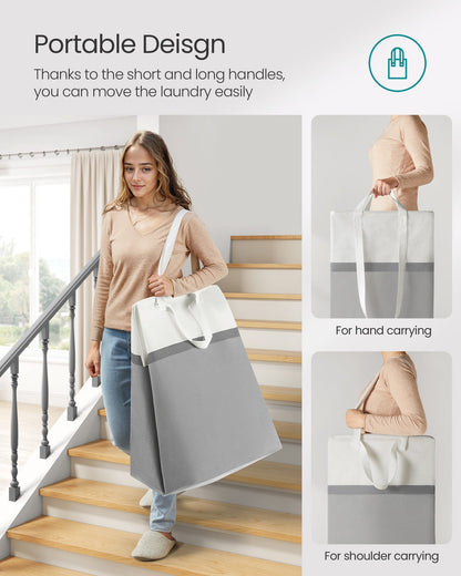 110 L Collapsible Laundry Hampers Set of 2 Dove Grey - image 5