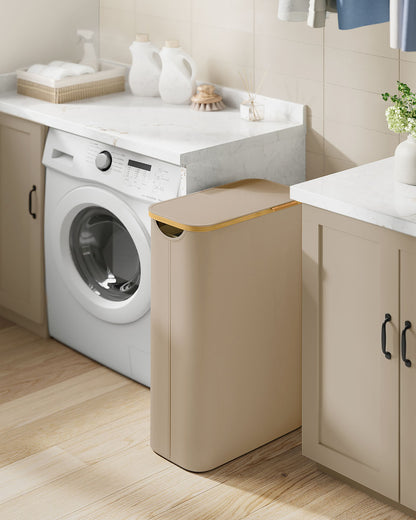 Laundry Basket with Lid 90L 42 x 32 x 70.5 cm Cream White - image 10