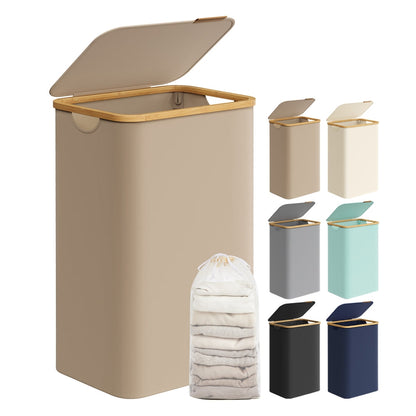 Laundry Basket with Lid 65L Space-Saving 42 x 22.5 x 70.5 cm Ink Black - image 34