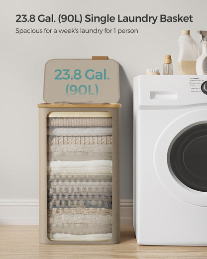 Laundry Basket with Lid 65L Space-Saving 42 x 22.5 x 70.5 cm Ink Black - image 36