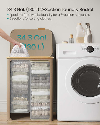130L 2-Section Laundry Basket with Lid Ink Black - image 54