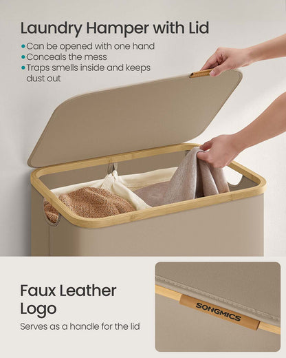 130L 2-Section Laundry Basket with Lid Ink Black - image 55
