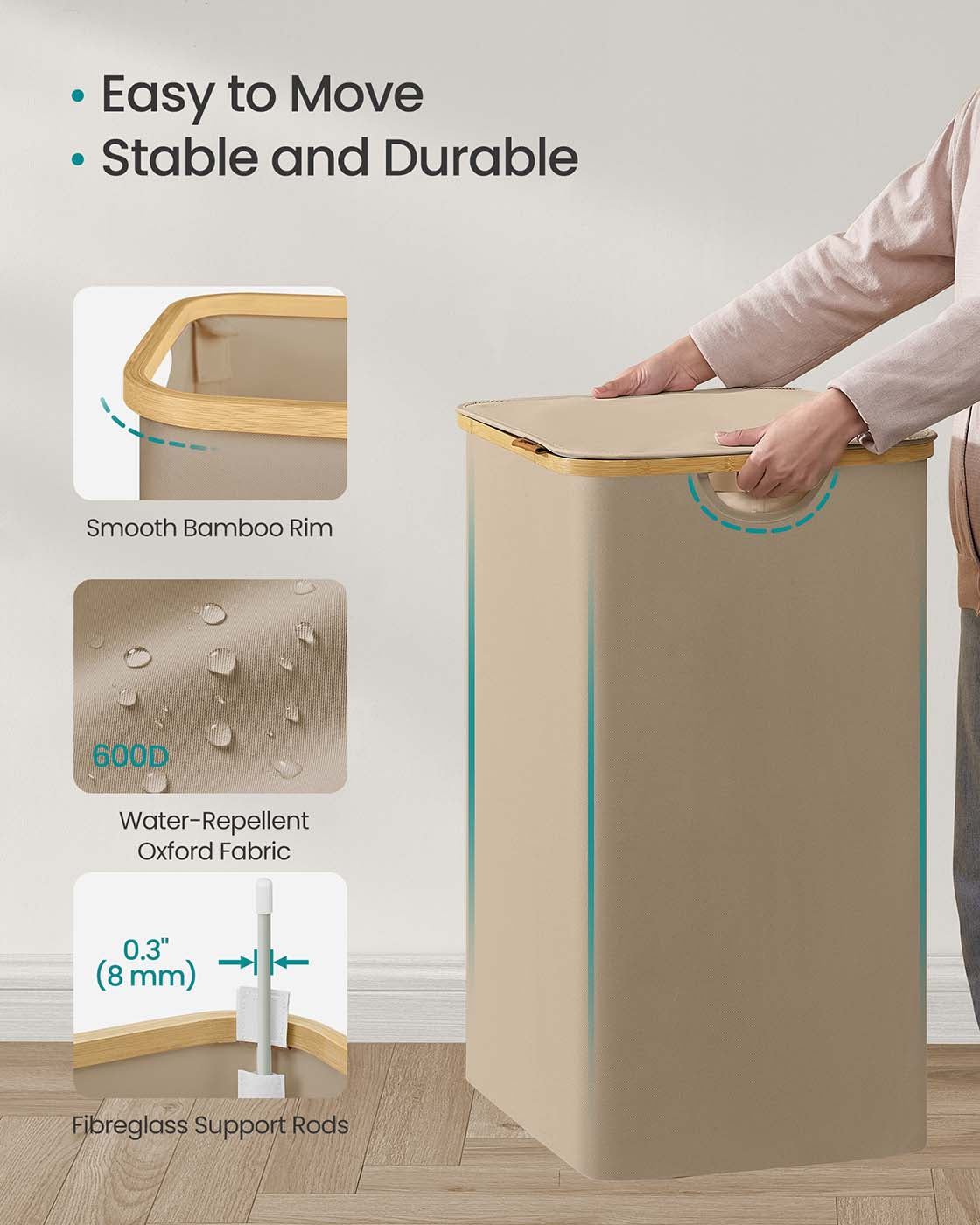 130L 2-Section Laundry Basket with Lid Ink Black - image 58