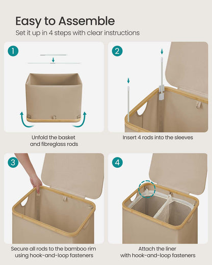 130L 2-Section Laundry Basket with Lid Ink Black - image 59