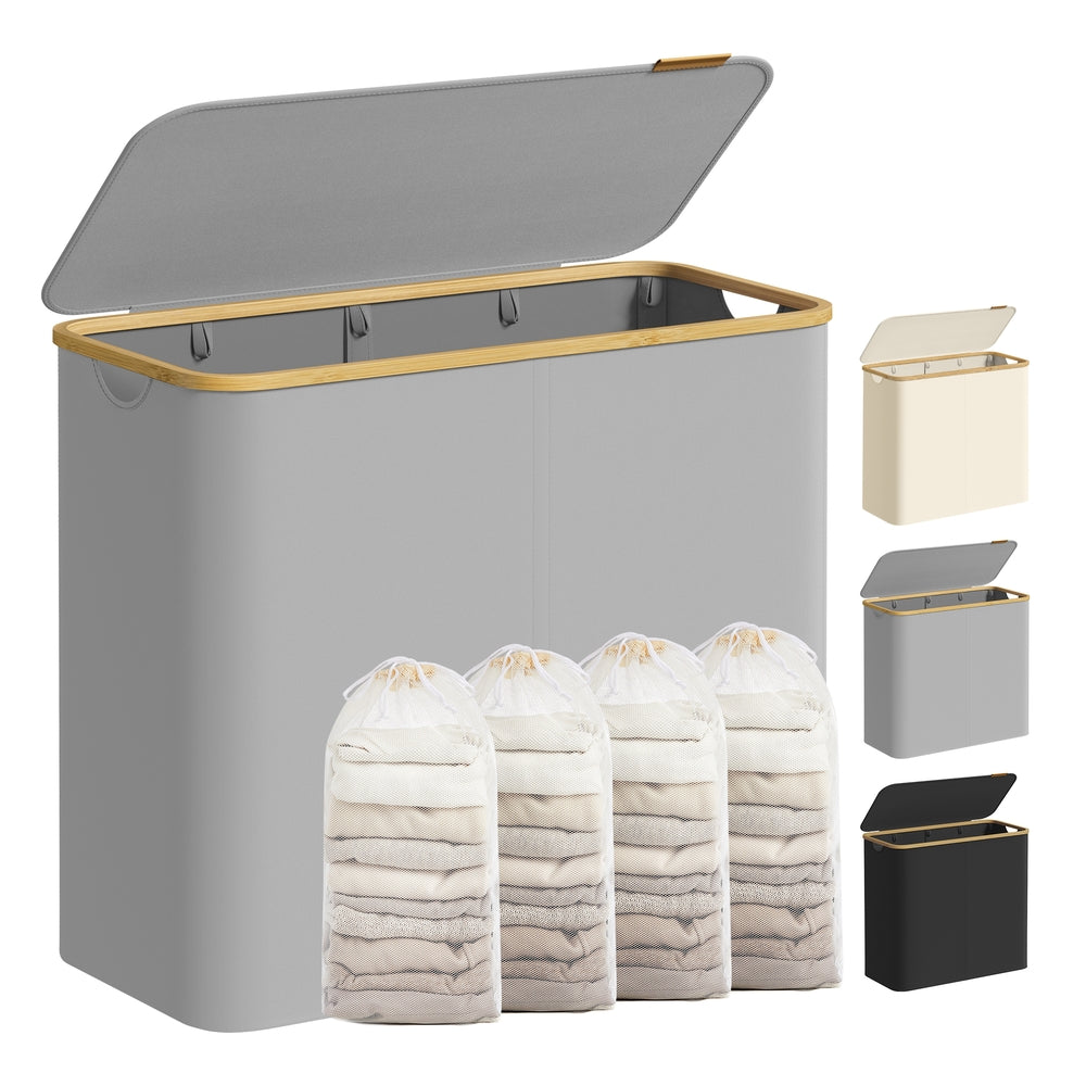 Laundry Basket with Lid 65L Space-Saving 42 x 22.5 x 70.5 cm Ink Black - image 57