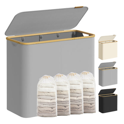 Laundry Basket with Lid 65L Space-Saving 42 x 22.5 x 70.5 cm Ink Black - image 57