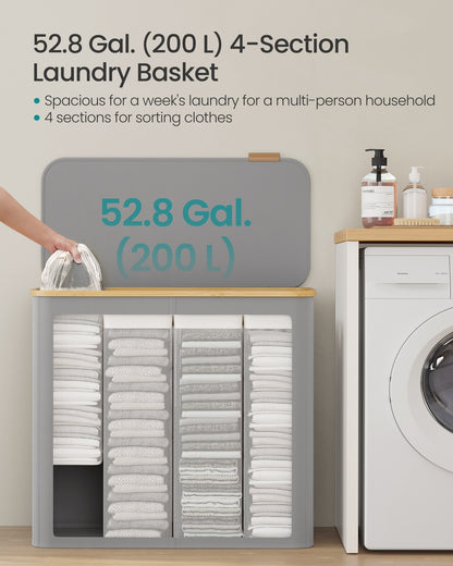 Laundry Basket with Lid 65L Space-Saving 42 x 22.5 x 70.5 cm Ink Black - image 59