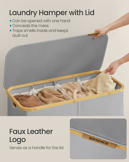 Laundry Basket with Lid 65L Space-Saving 42 x 22.5 x 70.5 cm Ink Black - image 60
