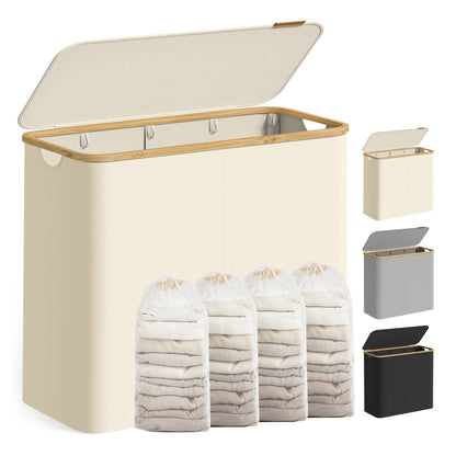 Laundry Basket with Lid 65L Space-Saving 42 x 22.5 x 70.5 cm Ink Black - image 64