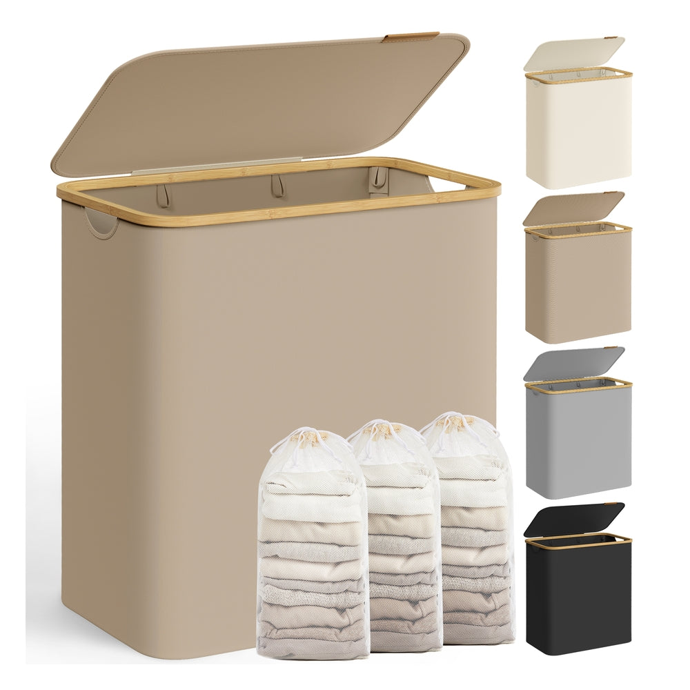 130L 2-Section Laundry Basket with Lid Ink Black - image 44
