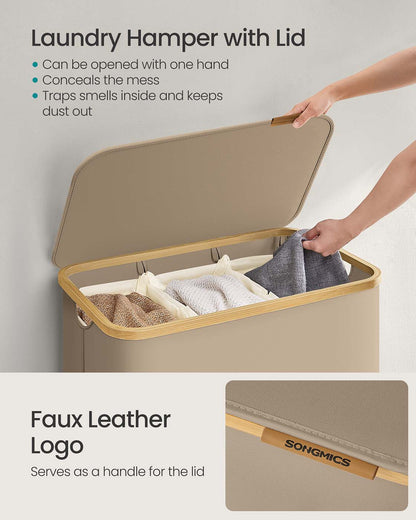 130L 2-Section Laundry Basket with Lid Ink Black - image 47