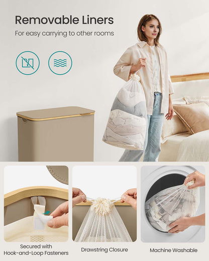 130L 2-Section Laundry Basket with Lid Ink Black - image 48