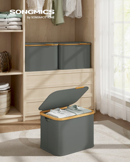 Laundry Hamper with Lid 26.4 Gal. (100 L) 42 x 32 x 70.5 cm Ink Black - image 17