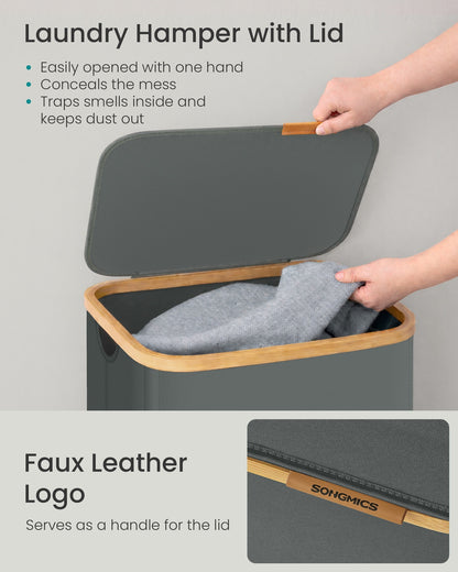 Laundry Hamper with Lid 26.4 Gal. (100 L) 42 x 32 x 70.5 cm Ink Black - image 20