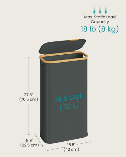 Laundry Hamper with Lid 26.4 Gal. (100 L) 42 x 32 x 70.5 cm Ink Black - image 26