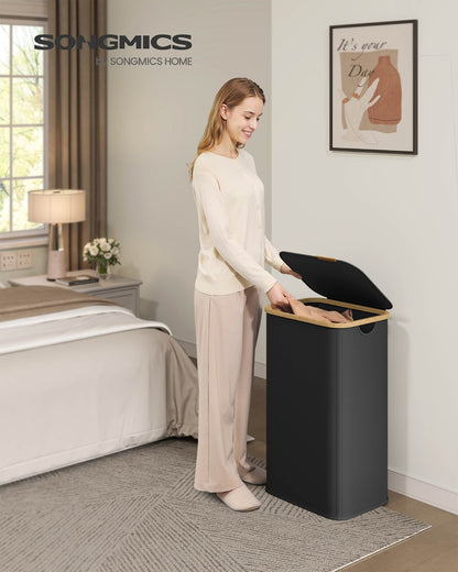 Laundry Hamper with Lid 26.4 Gal. (100 L) 42 x 32 x 70.5 cm Ink Black - image 2