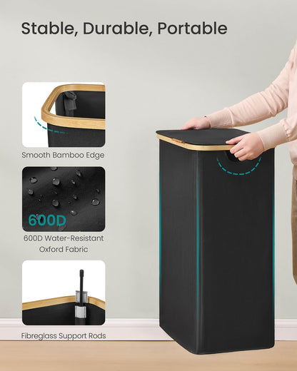 Laundry Hamper with Lid 26.4 Gal. (100 L) 42 x 32 x 70.5 cm Ink Black - image 5